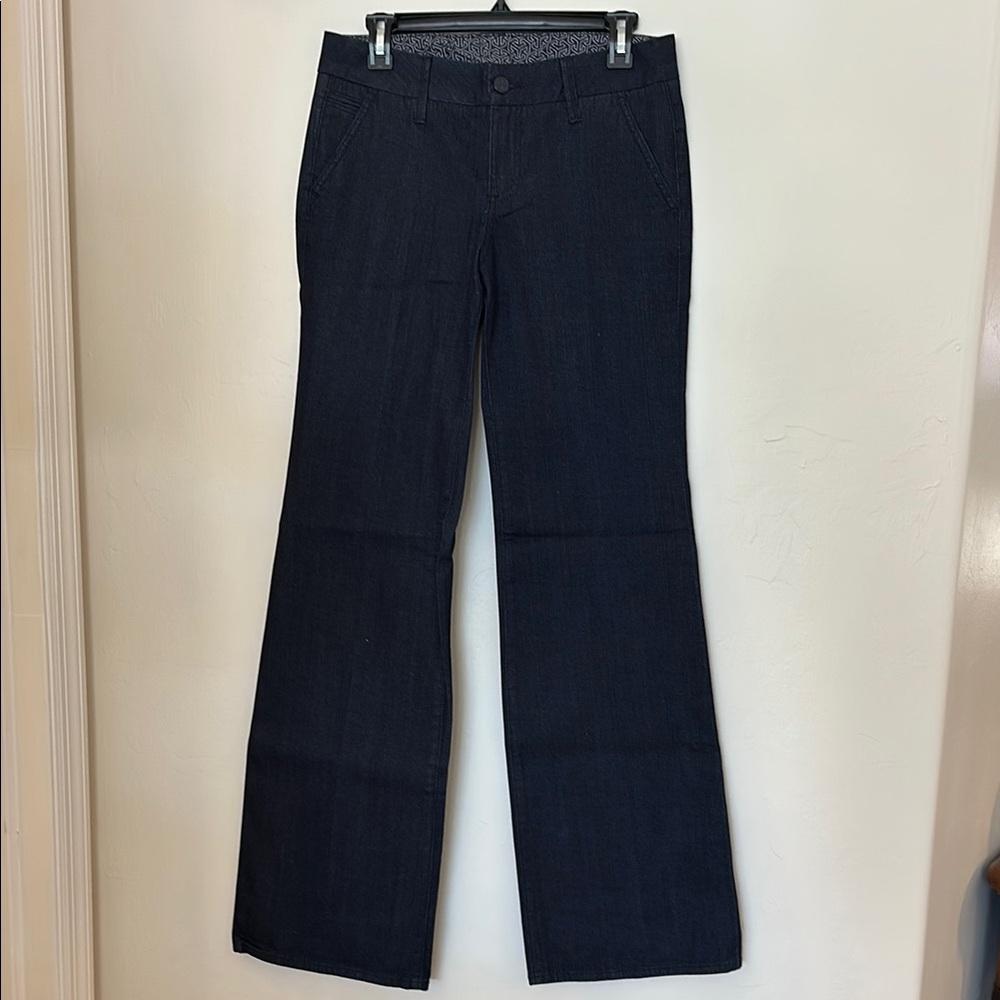 NWOT Tory Burch sz 28 Dark Blue Trouser Flare Wide Leg Jeans